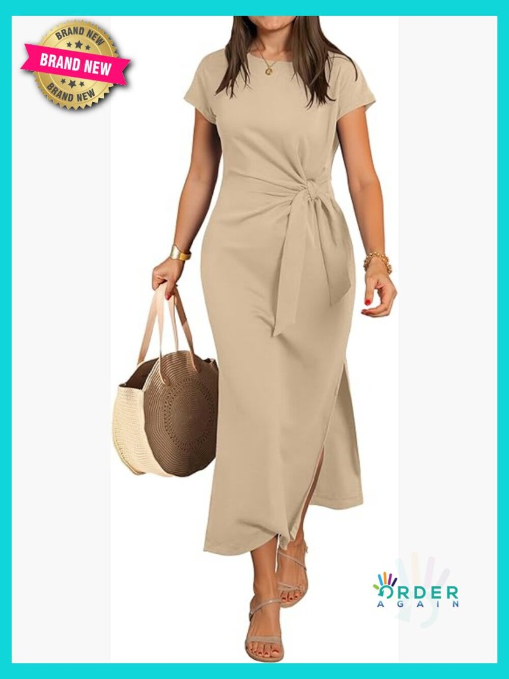 Slim Fit Maxi Dress Tie Waist Wrinkle-Free Casual Elegant Summer Vacation
